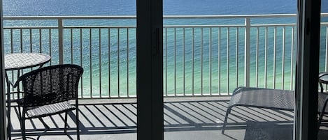 Emerald views of the Gulf from the balcony.