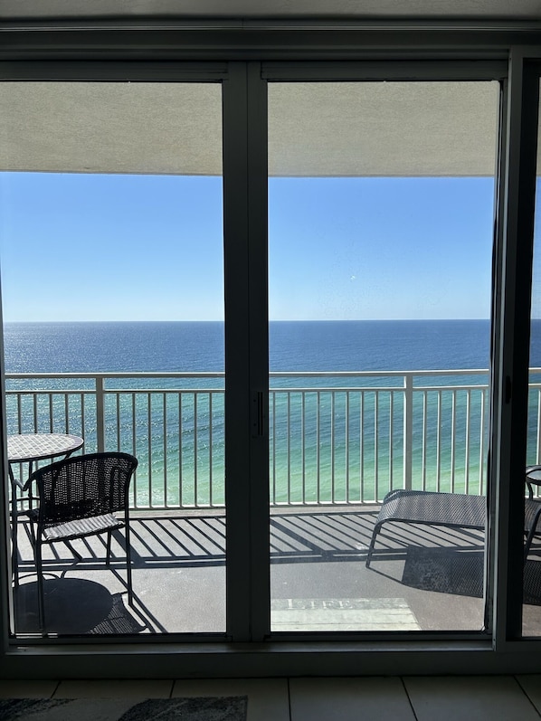Emerald views of the Gulf from the balcony.