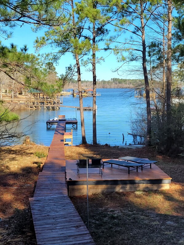 Open deck,  dock and floating dock with swim ladder 
