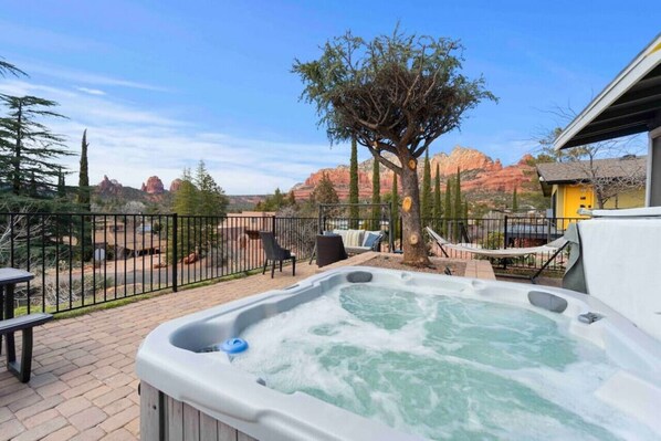 Relax in the spa while overlook beautiful red rock views!