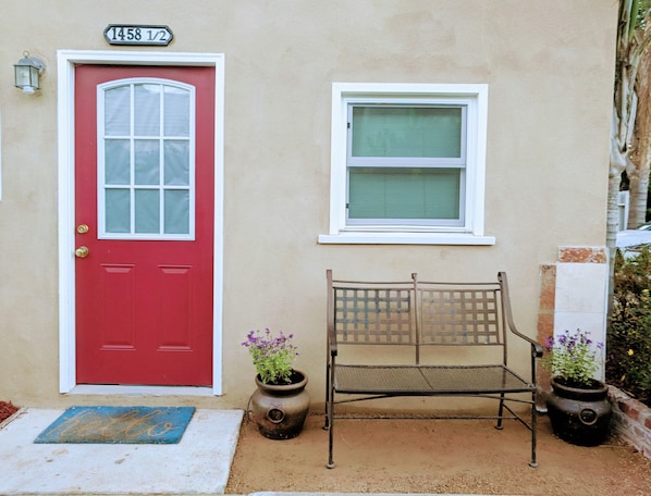 Front Entry with bench for your morning coffee