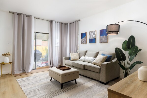 Lounge area just steps away from the patio where natural light floods the room