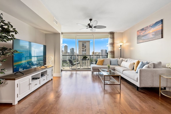 Living Room with Ocean/City View