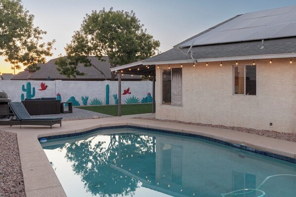Take a dip in our crystal clear pool, or lounge on one of our 3 pool lounge chairs! (not show in picture)