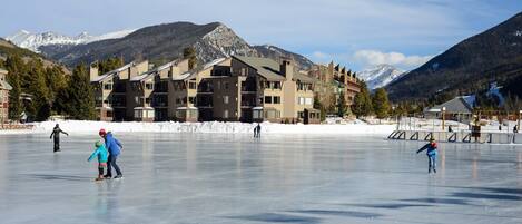 During the winter, Keystone Lake is transformed into an ice rink