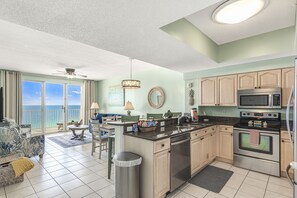 Cook meals in your home away from home with Gulf views!