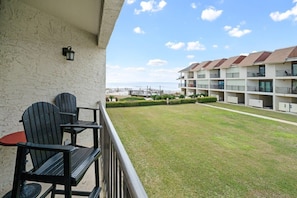 First level balcony off living area. 