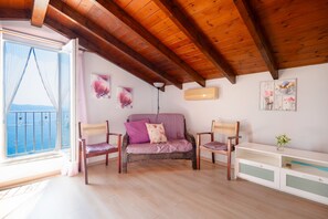 Living area with sea views