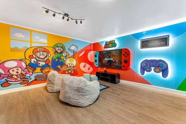 Super Mario Brothers themed arcade and game room!