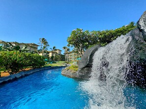 Beautiful pool with waterfalls