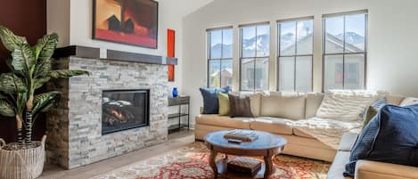 Living Room - Couch, Gas Fireplace