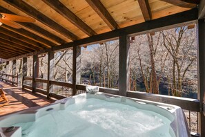 Hot tub overlooking the river