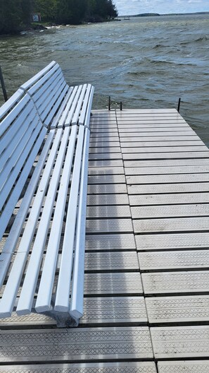 New to us dock with benches to watch the beautiful sunsets on Big Manistique 