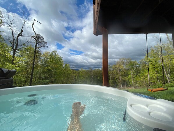Relax in the hot tub after a long day of outdoors...