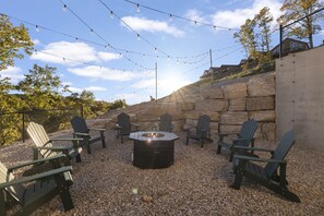 Outdoor Firepit with Rockwall