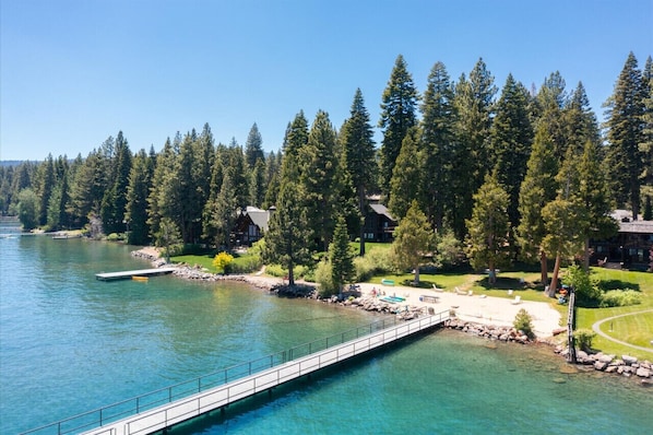 House is less than 5 minute walk from the private HOA sandy beach on Lake Tahoe.