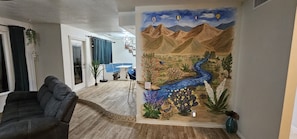 Beautiful wall mural of ABQ painted by a local artist!
