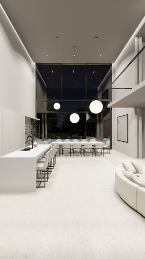 Kitchen/Dining Living Space Night View