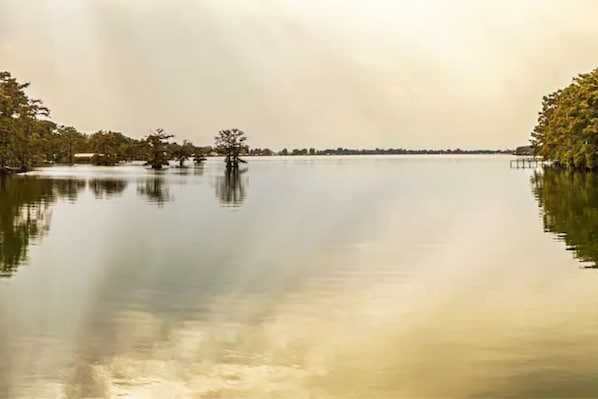 View of the open lake from the tip of our property