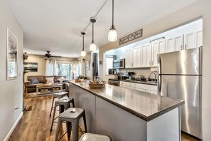 Kitchen island breakfast bar with 4 bar stools quick dining pendants, stainless 