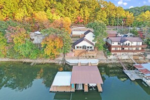 Aerial View of House and Private Dock