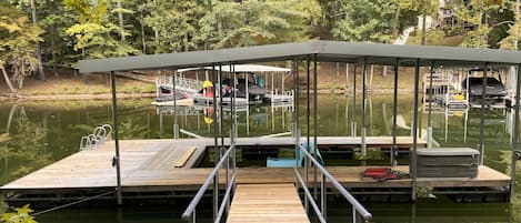 Private Floating Covered Dock. 
(Check dates for water levels under description)