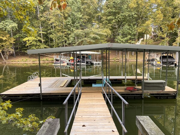 Private Floating Covered Dock. 
(Check dates for water levels under description)