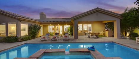 Sleek Escape is a four-bedroom, Rancho Mirage gem featuring a private pool and spa. Located in the prestigious Victoria Falls community, this spacious 3,332-square-foot home redefines luxury living.