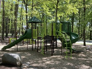 Let the kids run around on the playground a minute away