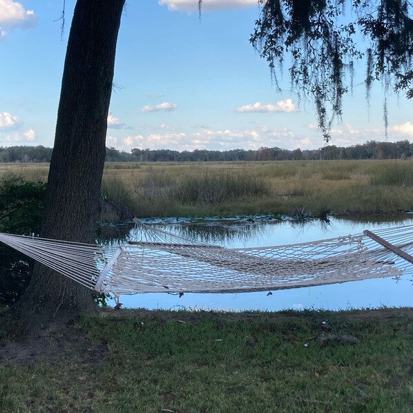 Two hammocks for lounging 