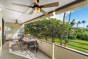 Spacious lanai ideal for al fresco dining and enjoying breathtaking sunsets