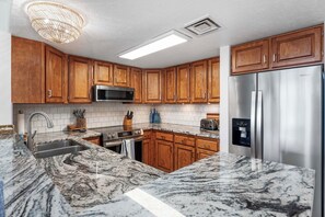 Fully equipped kitchen with modern conveniences