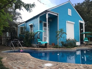 Your house is right off the pool and jacuzzi