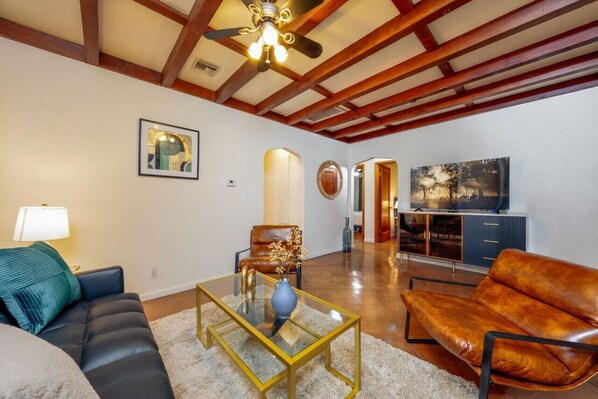 View of living room with comfortable, welcoming seating