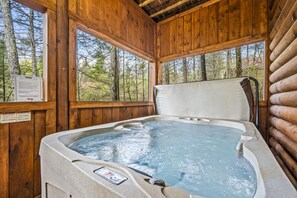Screened in and Covered Hot Tub