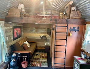A nostalgic cabin made from locally reclaimed materials.