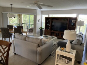 Great room with large screen TV