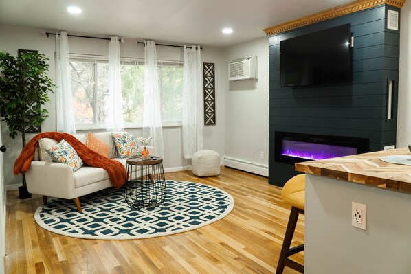 Indoor Fireplace and Living Room 