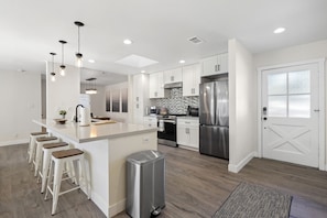 Remodeled Kitchen Island with Bar Stools