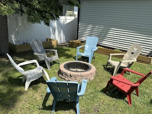 New Firepit is build with enough chairs for relaxation.