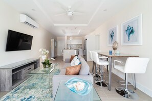 Living area is bathed in natural light