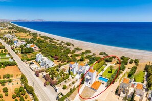 Aerial view showing location of villa