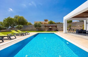 Private pool and terrace with panoramic sea views