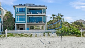 Rear Elevation - Sunset Blue - Private Beach Volleyball - Oversized Pool w/ Spa and Sunshelf