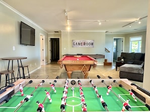 Newly added game room with pool, foosball, shuffleboard & ping pong toper!