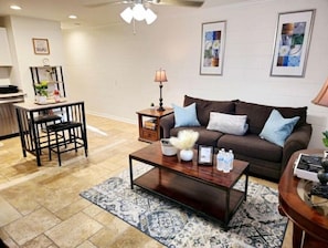 Living room with sofa bed.