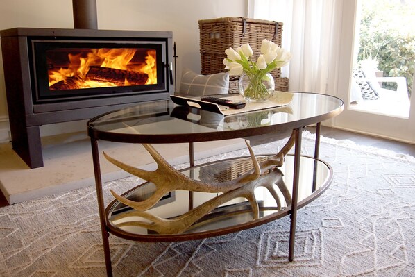 Living room with fireplace