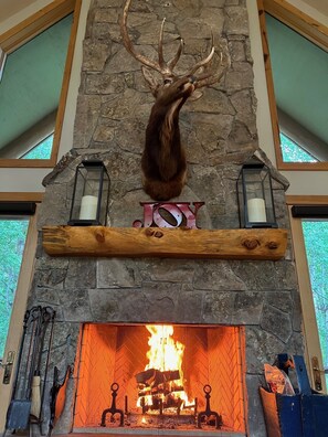 Upstairs wood burning fireplace