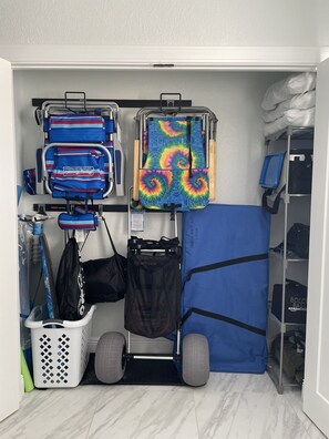 Beach Gear Closet Bursting With Literally Everything You'll Need For The Beach!