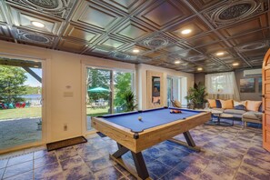 Lounge | 1st Floor | Pool Table | Backyard Patio Access